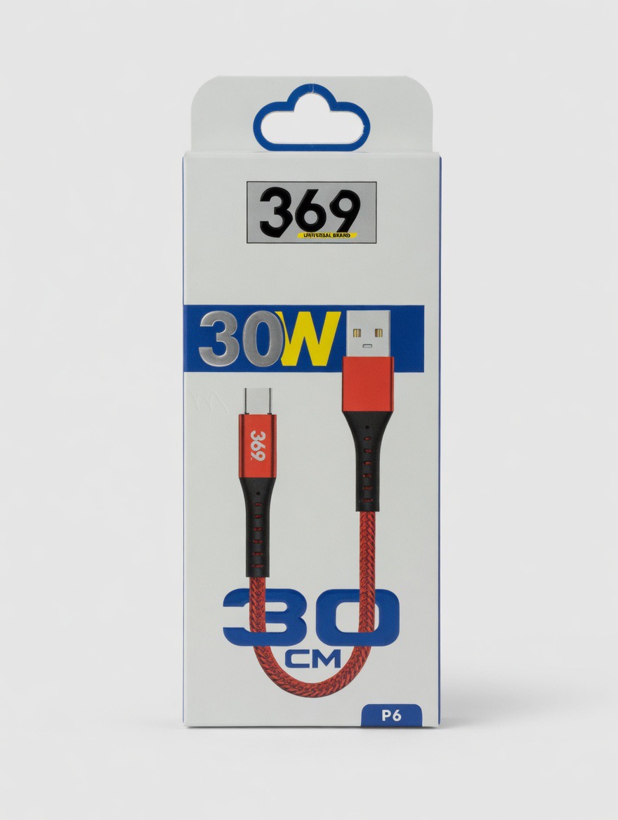 کابل شارژ 30 وات 369 مدل P6 طول 30 سانتی متر