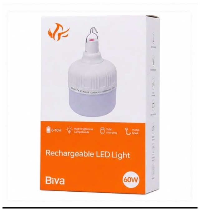 لامپ شارژی آویزدار بیوا 60 وات مدل Rechargeable LED Light