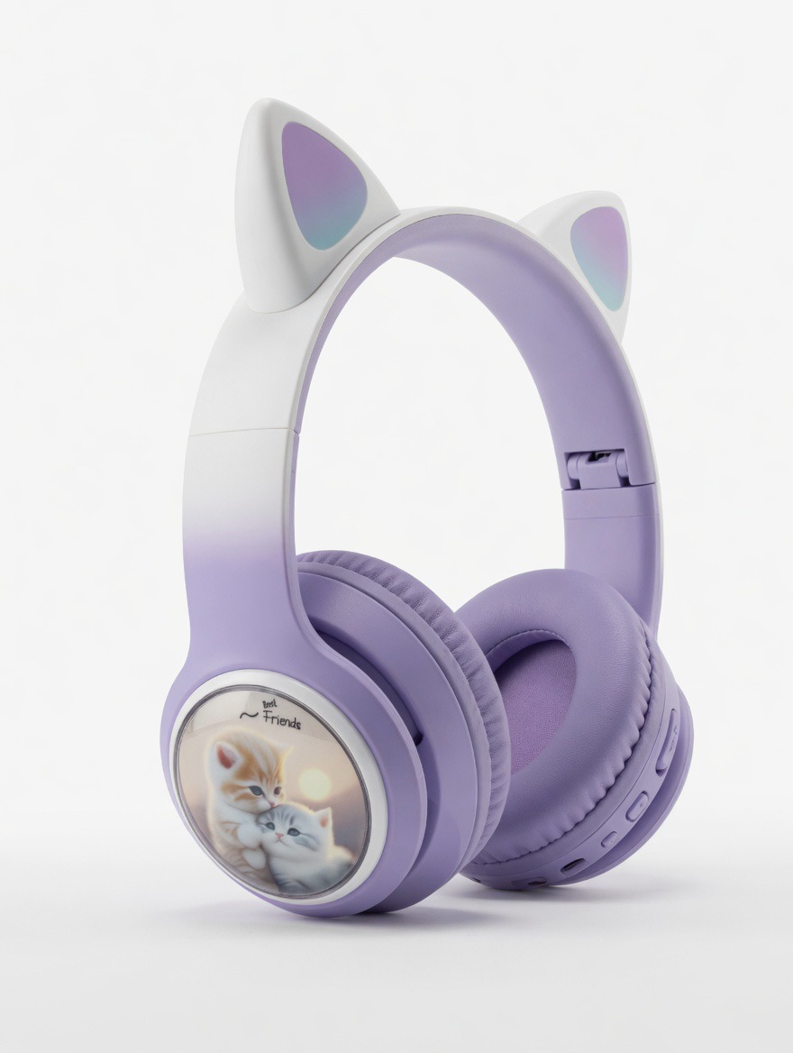 هدفون بلوتوثی کودکانه طرح گربه (Cat Ear) بنفش - Best Friends